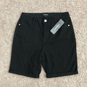 Bebe Black Crystal Logo Shorts